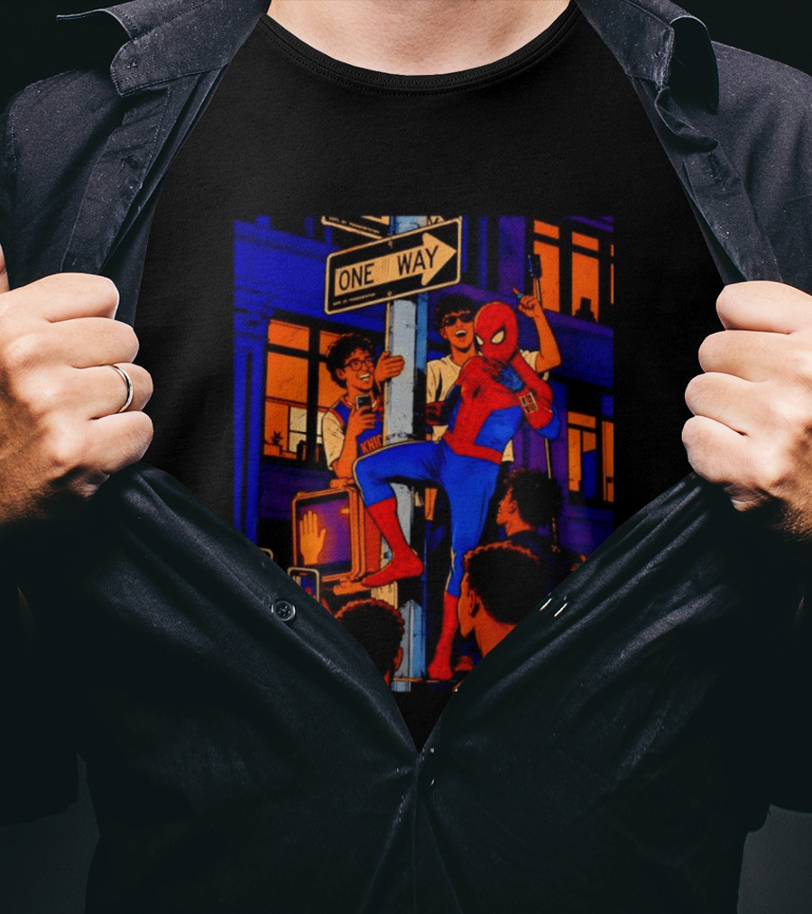Spider Man One Way New York Knicks Mexico Dept Of Transportation T-Shirt