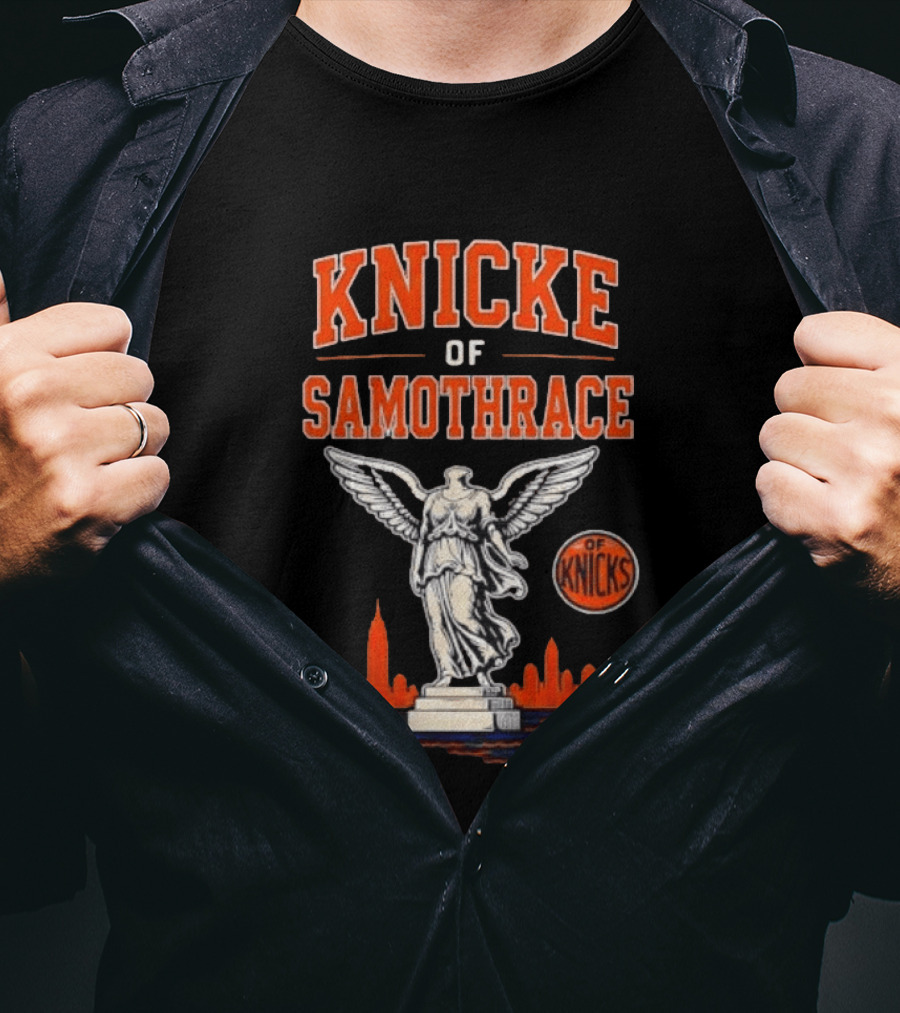 Knicks Of Samothrace Winged Victory Statue Basketball Skyline T-Shirt