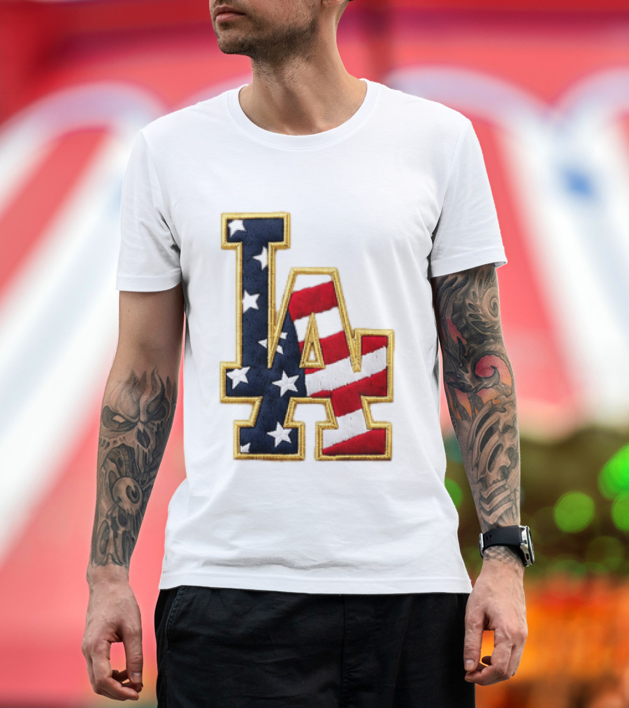 2026 Dodgers 4th Of July LA Stars Stripes T-Shirt