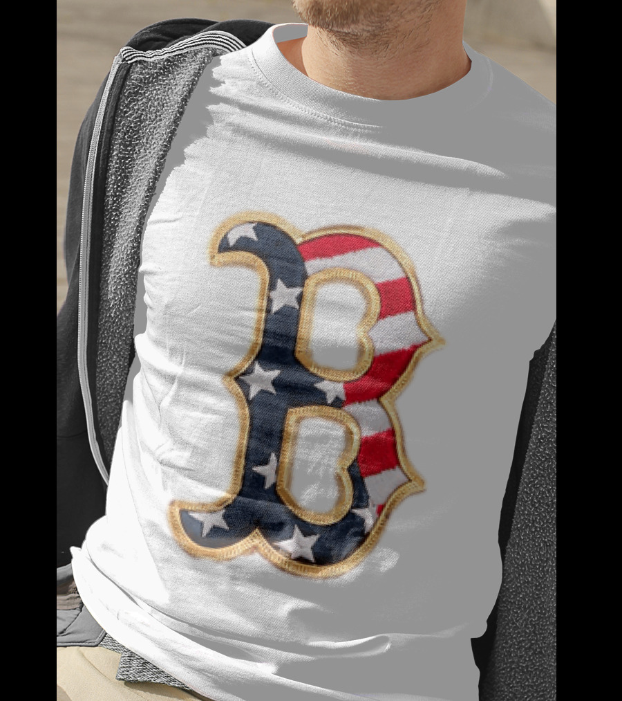 2026 Red Sox Patriotic Stars And Stripes B Logo MLB Fourth Of July T-Shirt