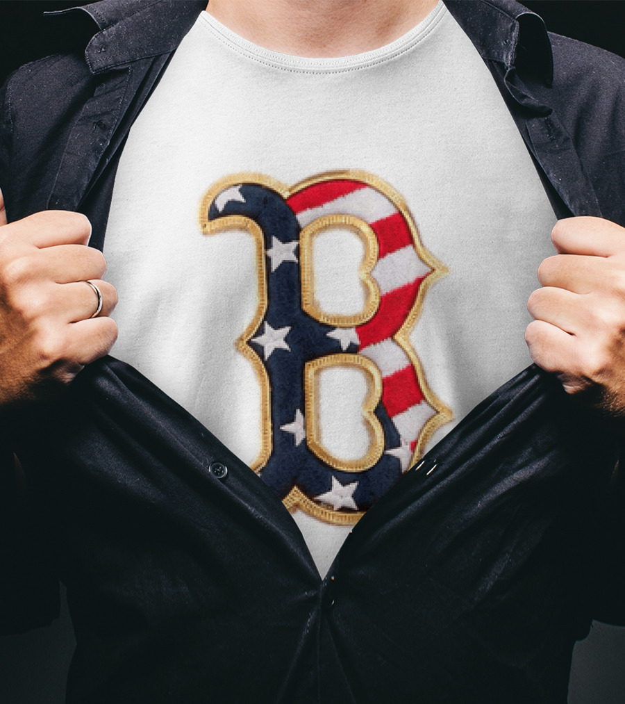 2026 Red Sox Patriotic Stars And Stripes B Logo MLB Fourth Of July T-Shirt
