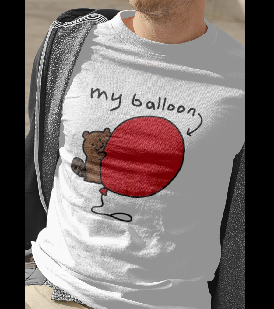 Beaver My Balloon Cartoon Animal Drawing T-Shirt