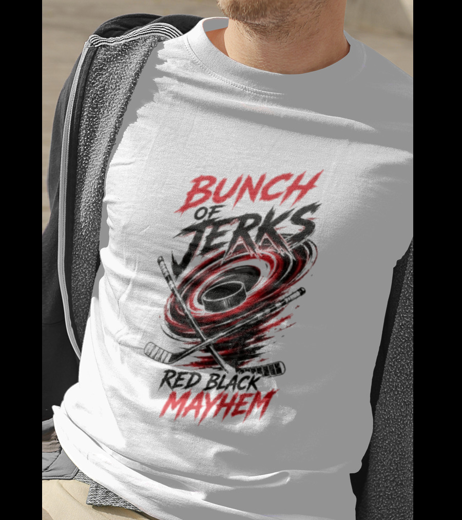 Bunch Of Jerks Red Black Mayhem Hockey T-Shirt