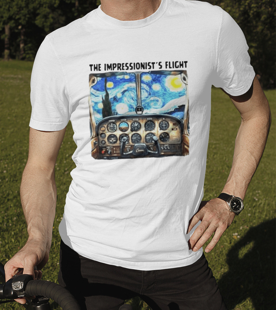 The Impressionist's Flight Cessna Instrument Panel Starry Night T-Shirt