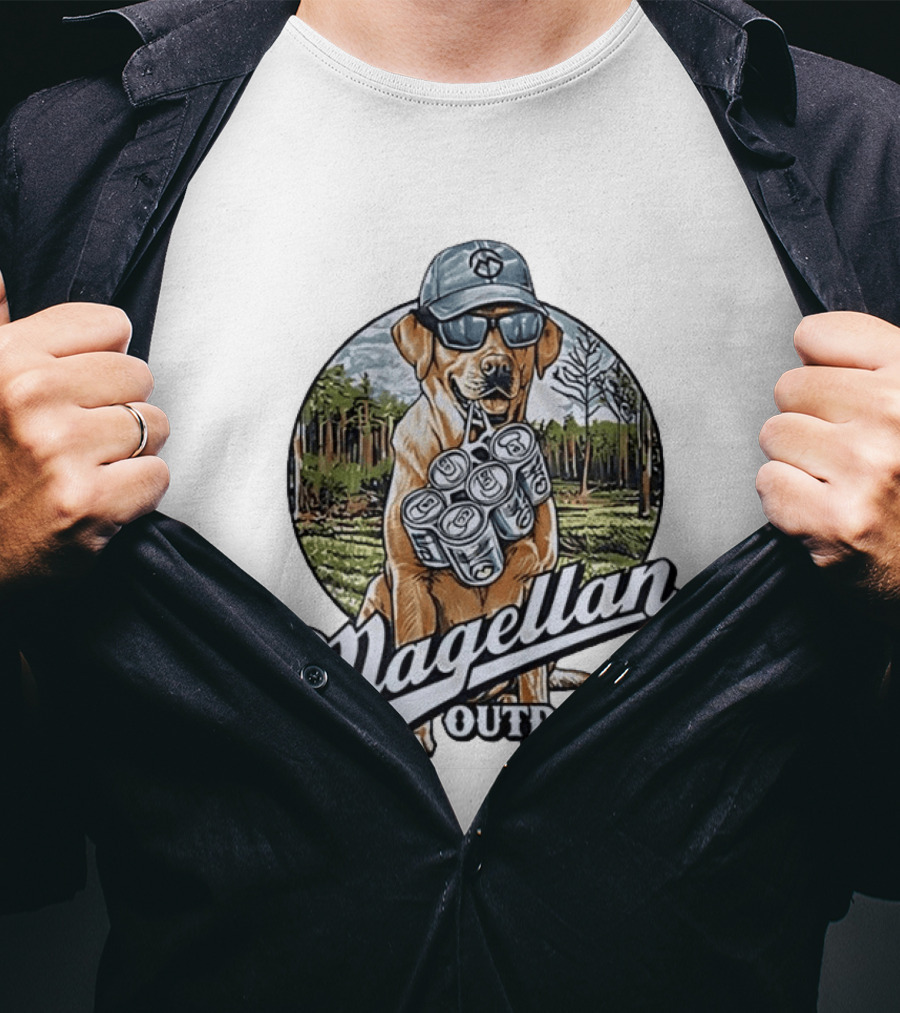 Magellan Outdoors Labrador Retriever With Six Pack In Forest Scene T-Shirt