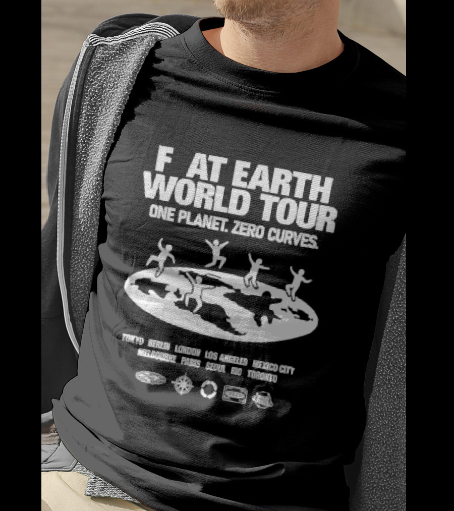 Flat Earth World Tour One Planet Zero Curves Tokyo Berlin London Los Angeles T-Shirt