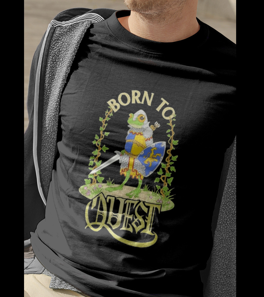 Born To Quest Frog Knight Sword And Shield Adventure T-Shirt