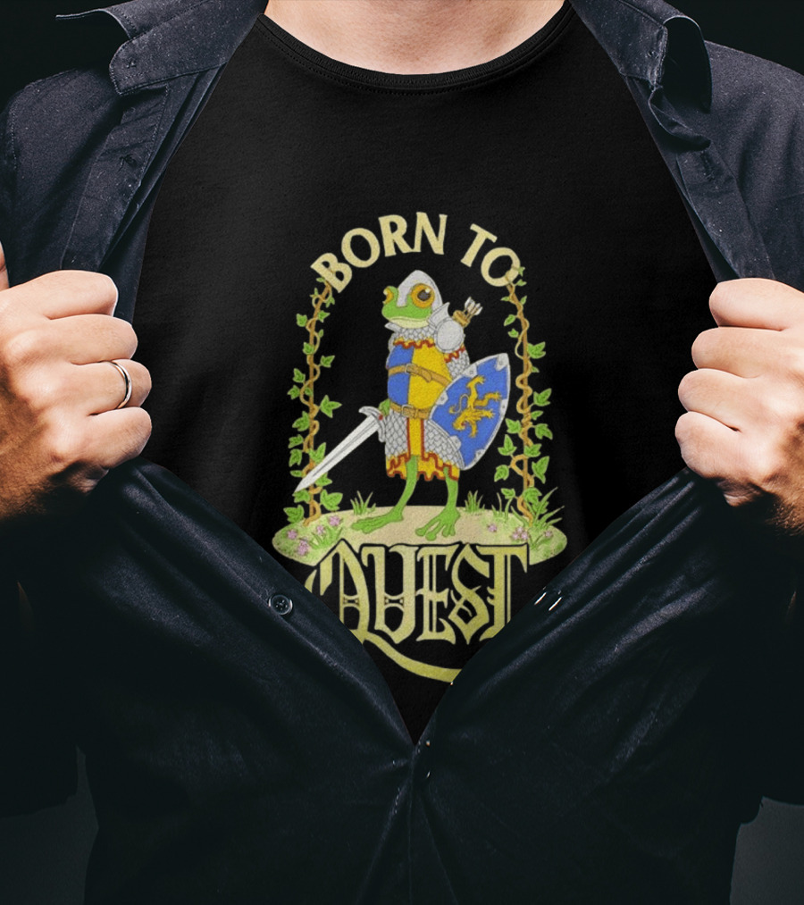 Born To Quest Frog Knight Sword And Shield Adventure T-Shirt