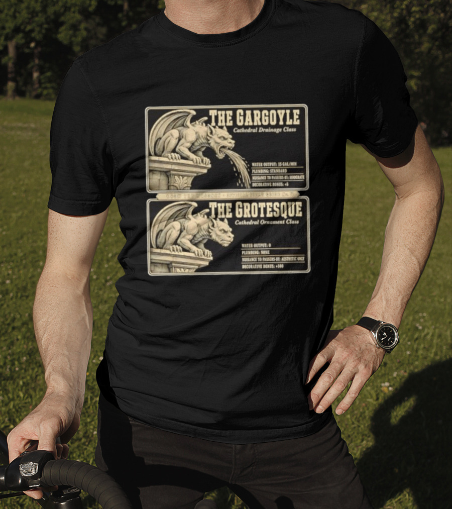 The Gargoyle And Grotesque Cathedral Drainage Ornament Guide Know Thy Masonry Stone Statue T-Shirt