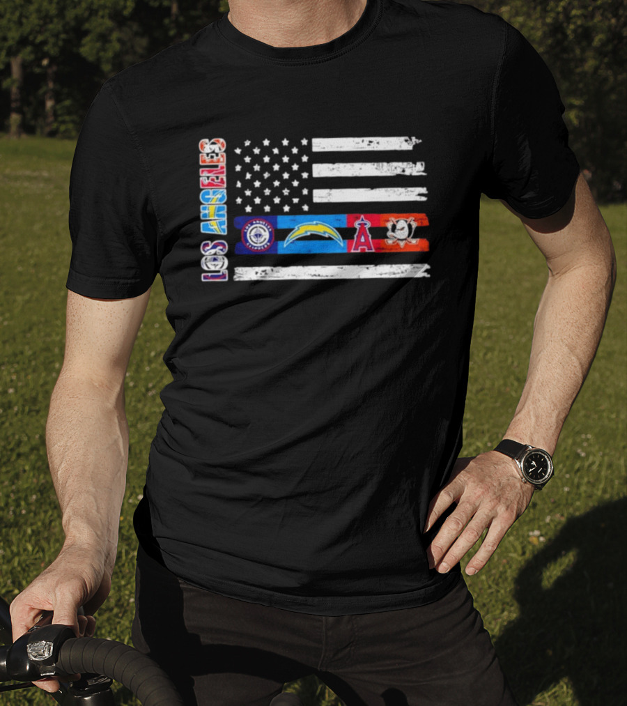 Los Angeles Clippers Chargers Angels Ducks USA Flag Independence Day T-Shirt
