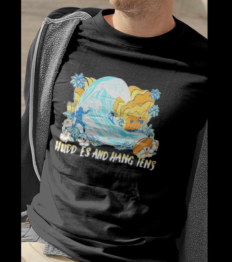 Miami Dolphins Tommy Bahama Huddle And Hang Tens Tropical Surf Football Experience T-Shirt