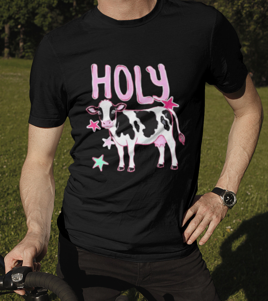 Holy Cow Pink Stars Farm Animal Lovers T-Shirt