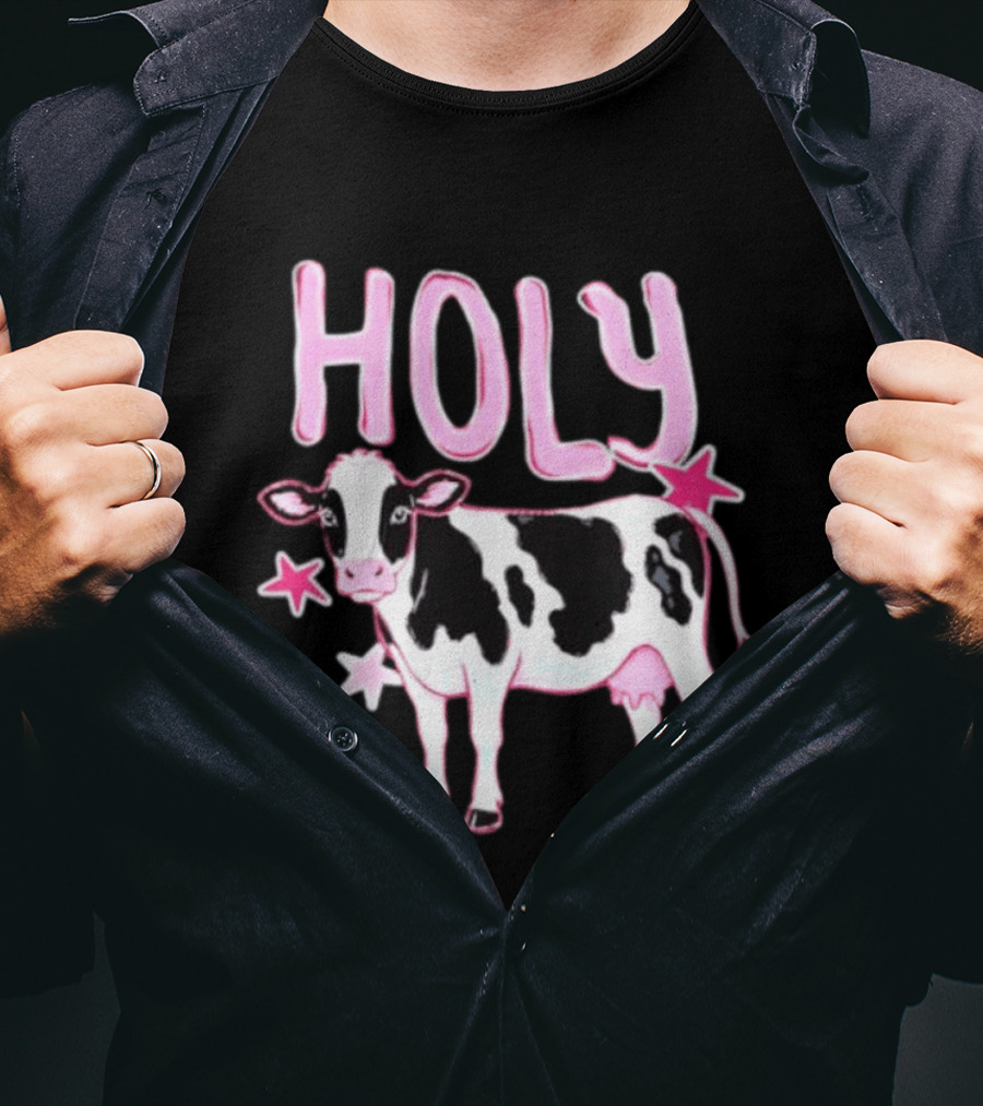 Holy Cow Pink Stars Farm Animal Lovers T-Shirt