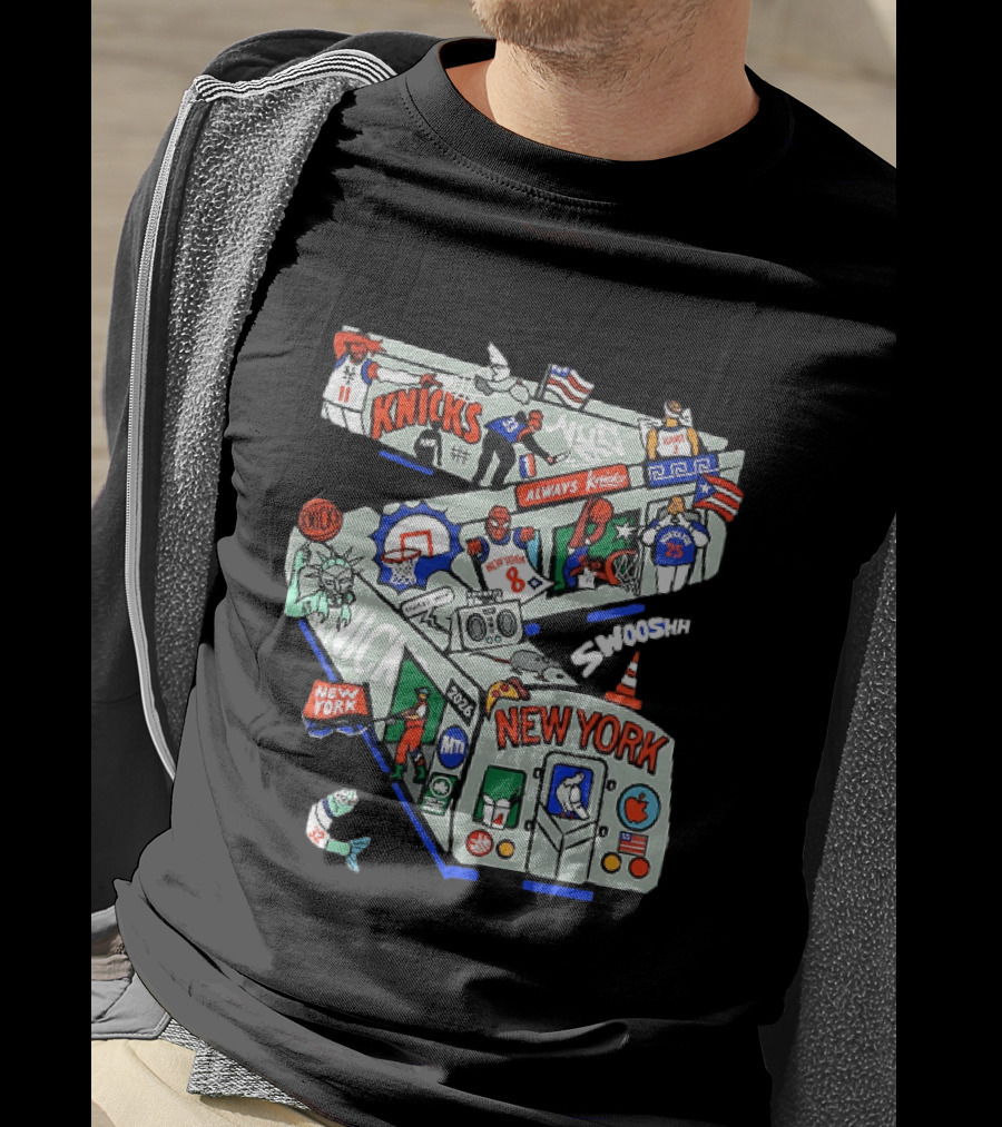 Knicks New York 2026 Jalen Brunson Josh Hart Spider Man Always Knicks Swooshh T-Shirt