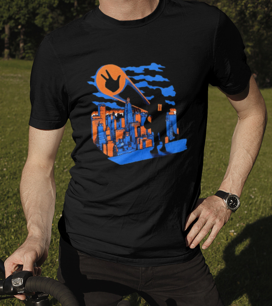 Jalen Brunson Three Points New York City Knicks NBA Basketball Player Skyline T-Shirt