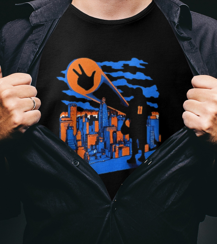 Jalen Brunson Three Points New York City Knicks NBA Basketball Player Skyline T-Shirt