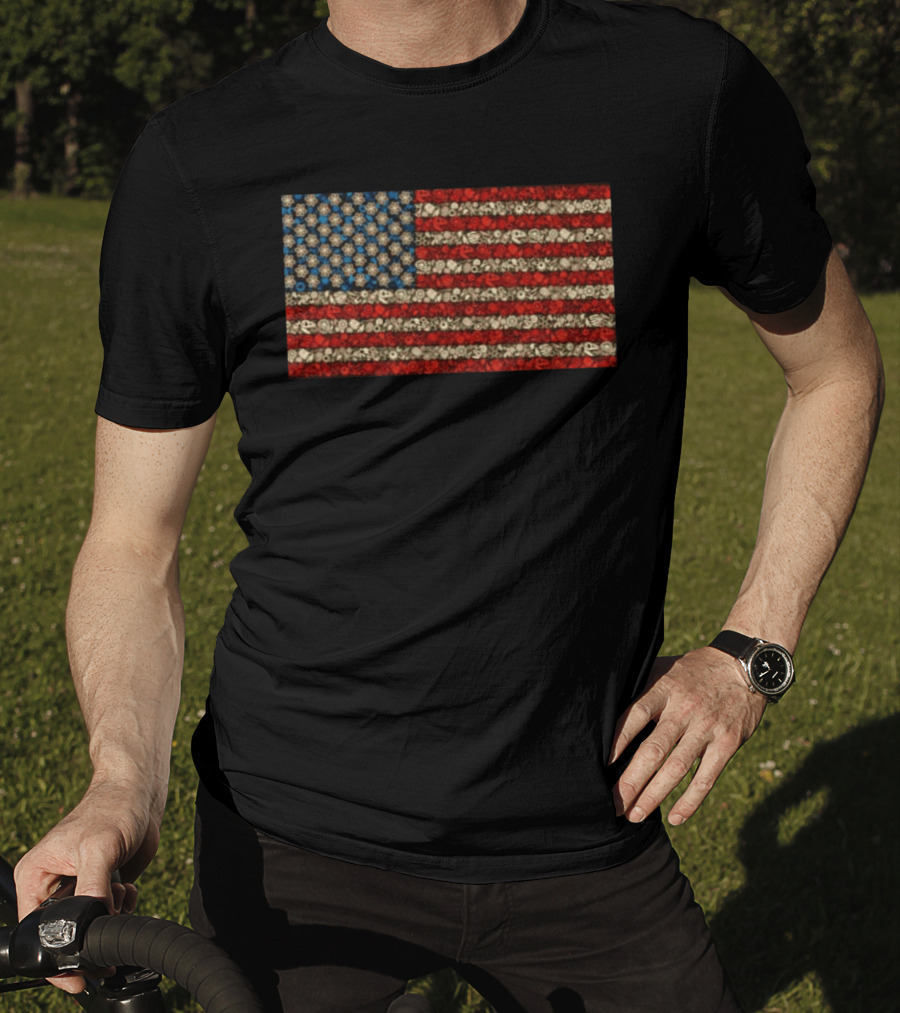 Science And Math American Flag With Molecular Structures And Atom T-Shirt