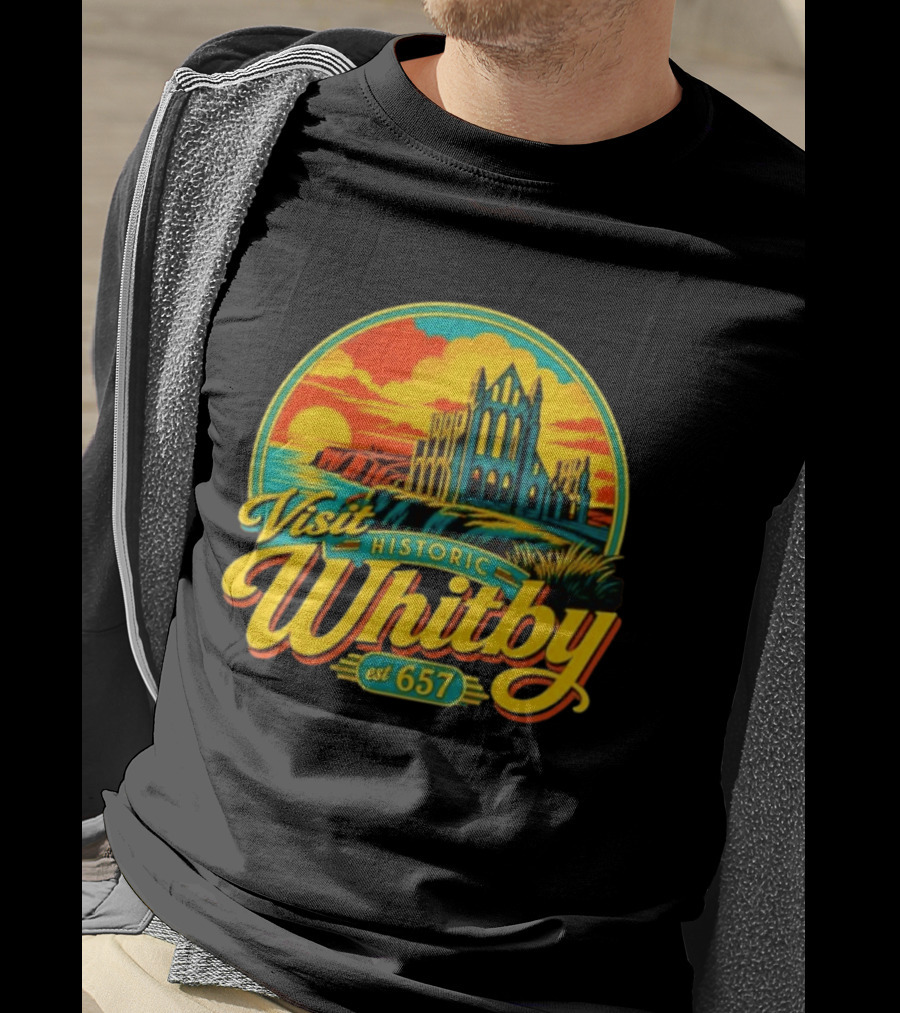 Visit Historic Whitby Abbey North Yorkshire England Est 657 T-Shirt
