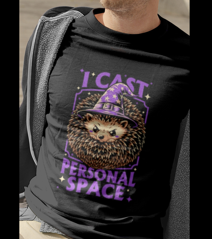 Witch Hedgehog I Cast Personal Space Fantasy Magic Wizard Animal Lover T-Shirt