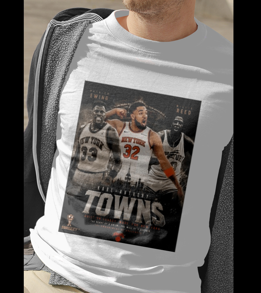New York Knicks Karl Anthony Towns Patrick Ewing Willis Reed Built On Legacy Image For New York T-Shirt