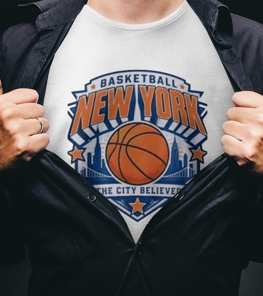 New York Basketball 2026 Champs The City Believed Skyline Basketball T-Shirt