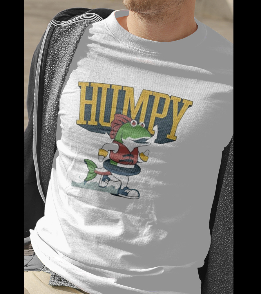 Humpy Running Fish With Life Vest Tube Humor T-Shirt