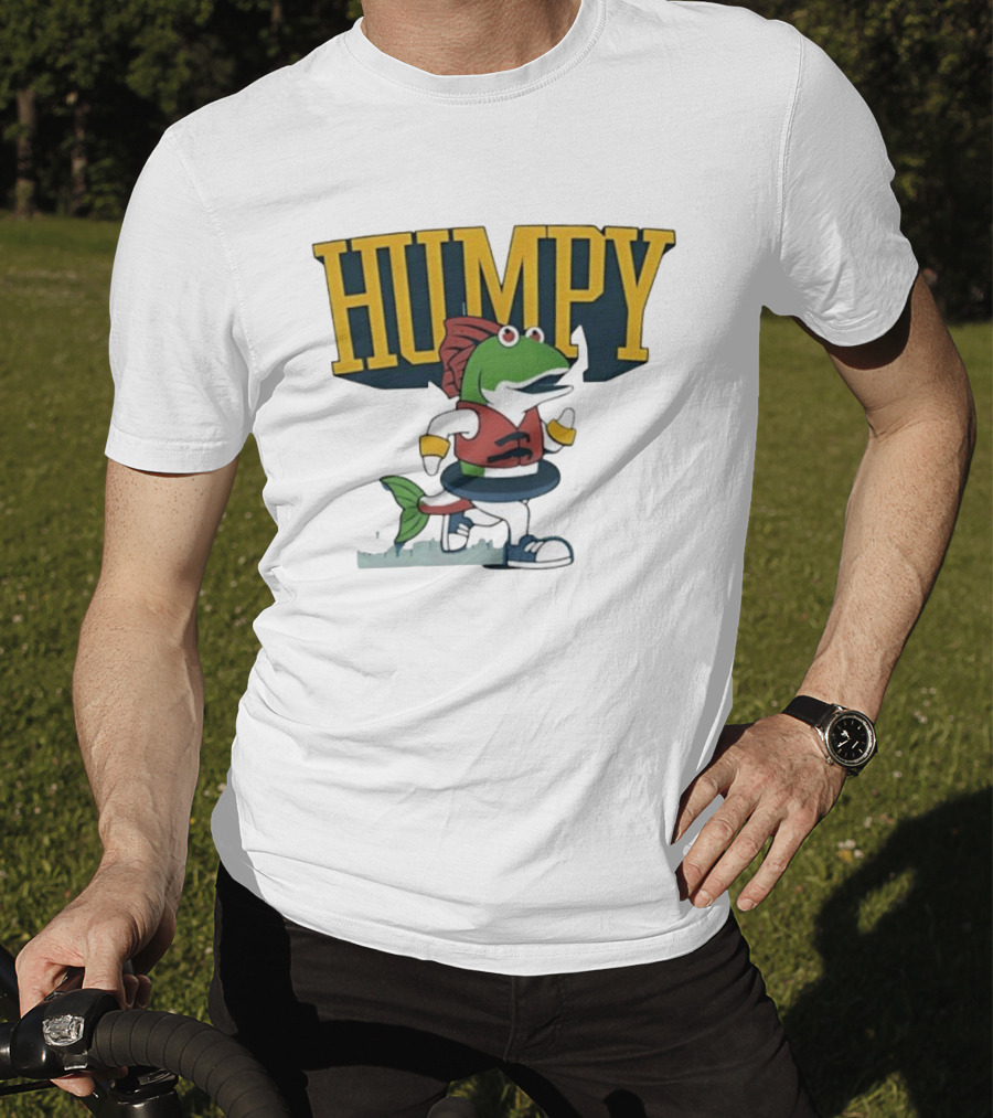 Humpy Running Fish With Life Vest Tube Humor T-Shirt