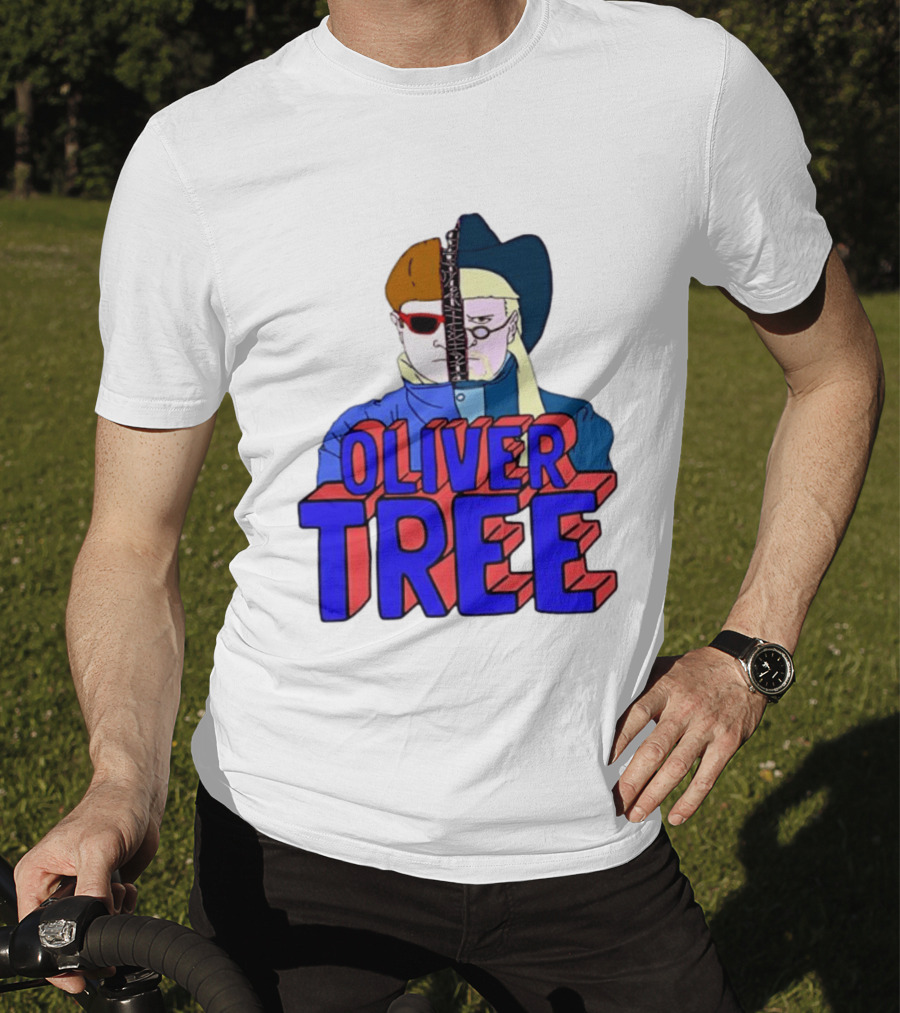 Oliver Tree Split Face Cowboy And Bowl Cut Red Blue T-Shirt