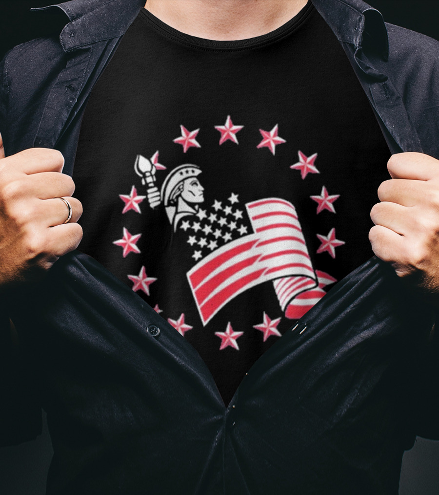 Patriotic Lady Liberty American Flag Stars USA Pride T-Shirt