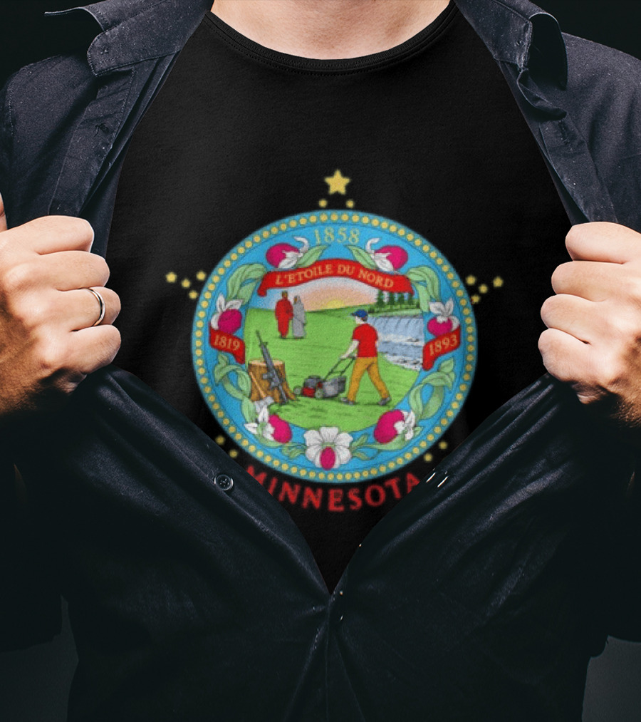 Minnesota Seal L'Etoile Du Nord 1858 1819 1893 Humorous Lawn Care Satire T-Shirt