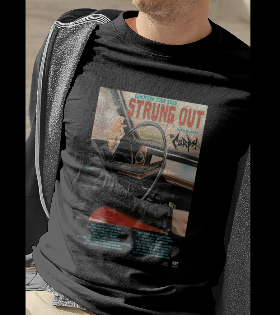 Strung Out European Tour 2026 With Guests The Corps Fat Wreck Chords Tour Dates T-Shirt