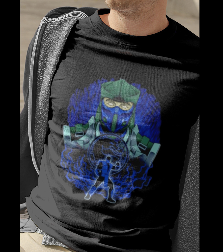 Sub Zero Mortal Kombat Dragon Icy Blue Energy Battle Action Game Iconic Arcade Fighter T-Shirt
