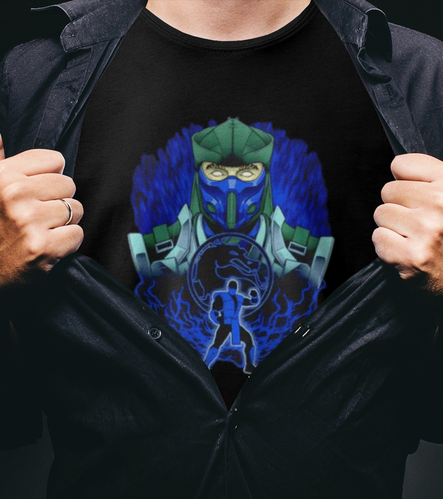 Sub Zero Mortal Kombat Dragon Icy Blue Energy Battle Action Game Iconic Arcade Fighter T-Shirt