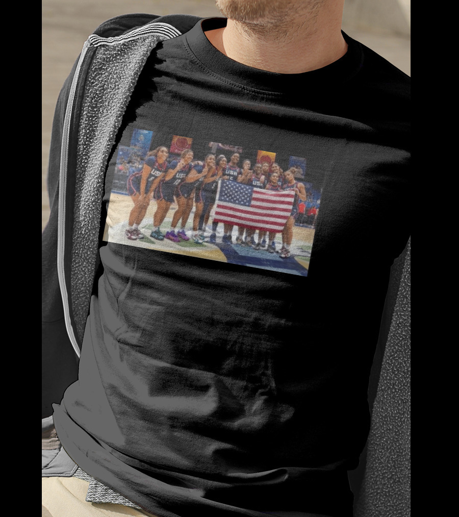 2026 U18 AmeriCup Basketball Champions Team USA With Flag T-Shirt