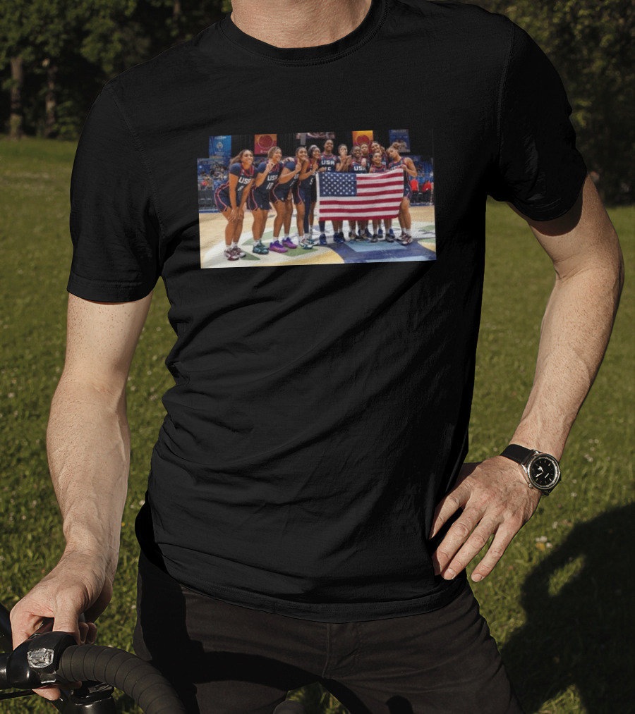2026 U18 AmeriCup Basketball Champions Team USA With Flag T-Shirt