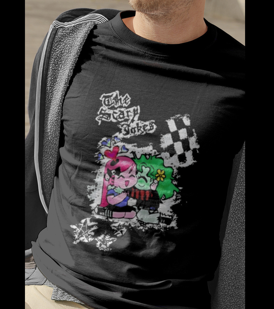 The Scary Jokes Checkered Pattern With Colorful Characters T-Shirt