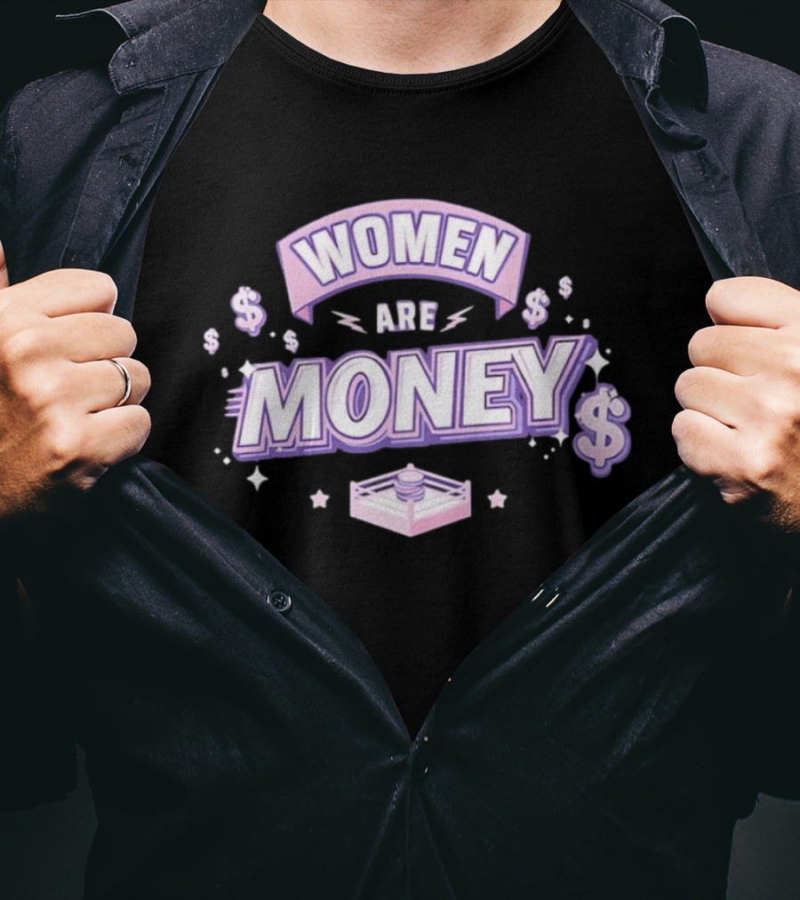 Women Are Money Boxing Ring Dollar Signs And Stars T-Shirt