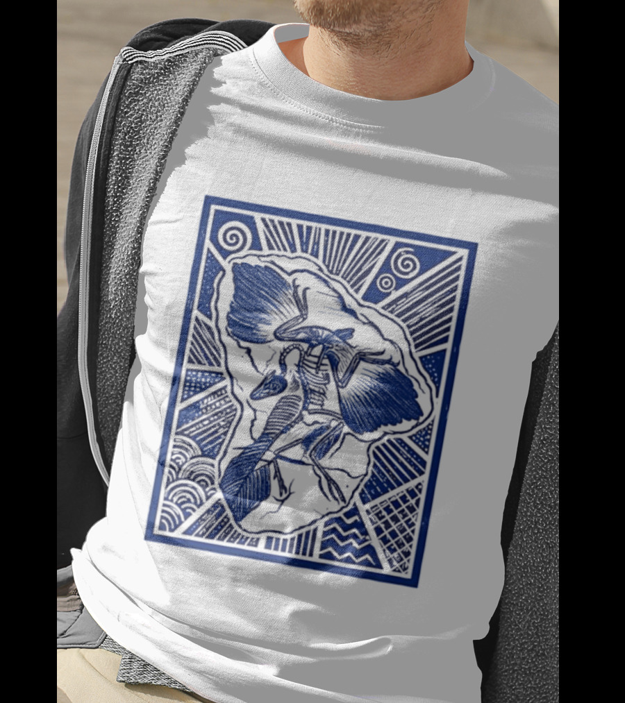 Archaeopteryx Fossil Linocut Prehistoric Bird Paleontology Biology T-Shirt