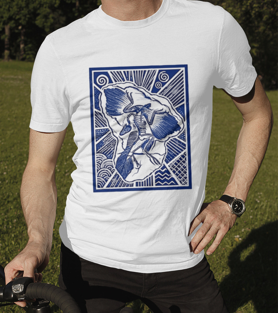 Archaeopteryx Fossil Linocut Prehistoric Bird Paleontology Biology T-Shirt