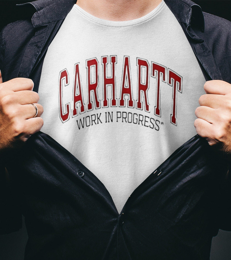Carhartt Red Lettering Work In Progress T-Shirt