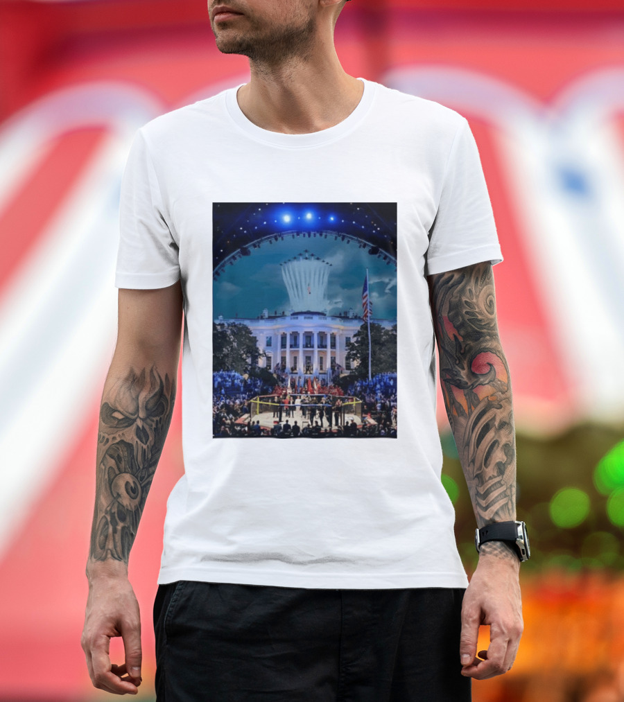 White House MMA Octagon Event Flyover American Flag Patriotic Display T-Shirt