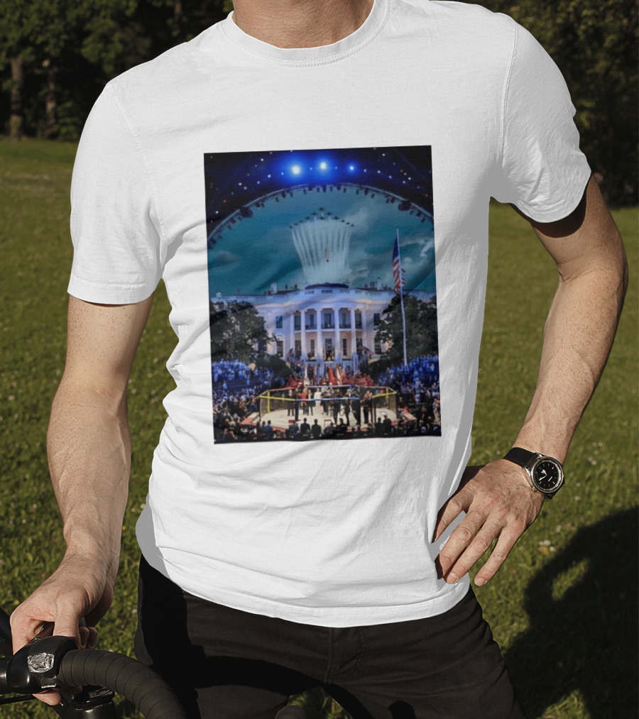 White House MMA Octagon Event Flyover American Flag Patriotic Display T-Shirt