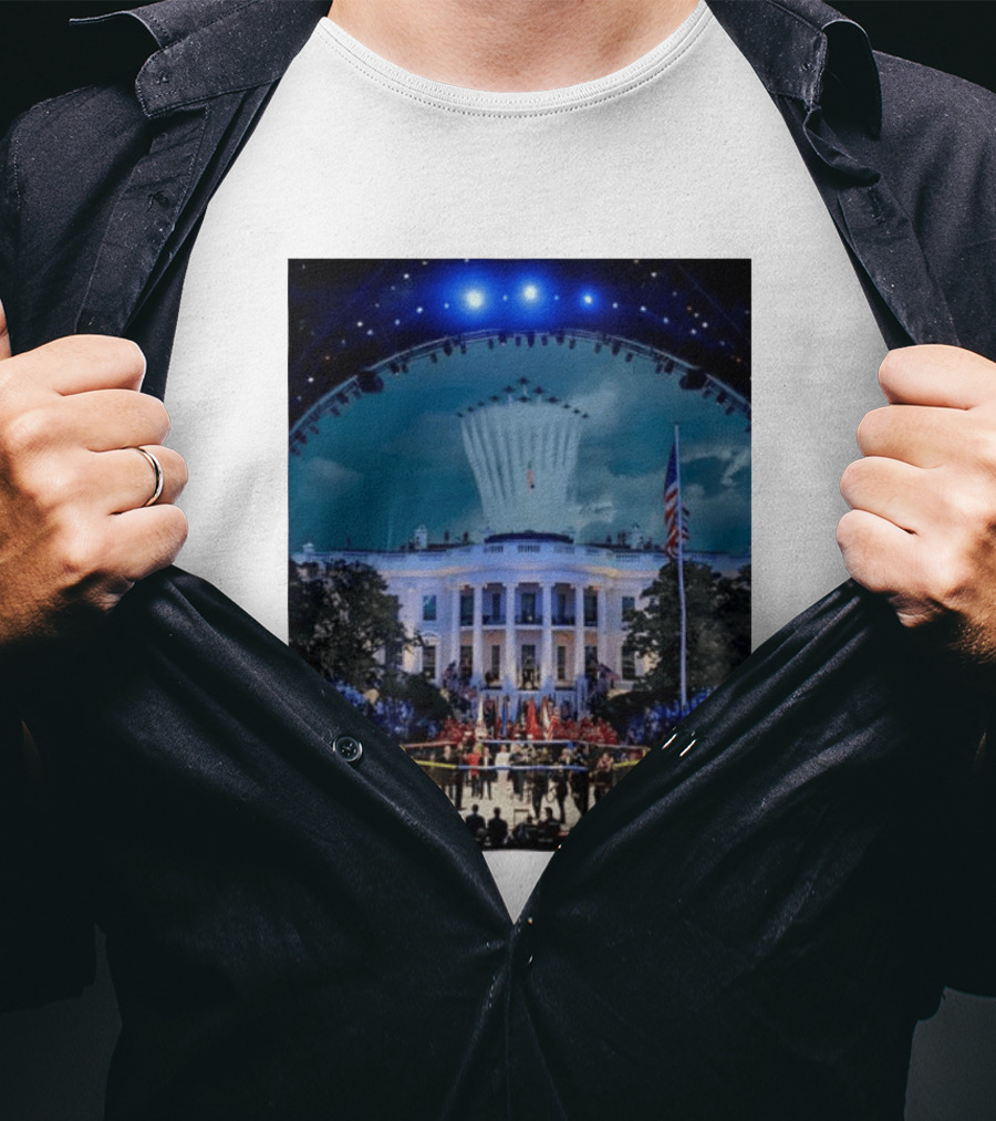 White House MMA Octagon Event Flyover American Flag Patriotic Display T-Shirt