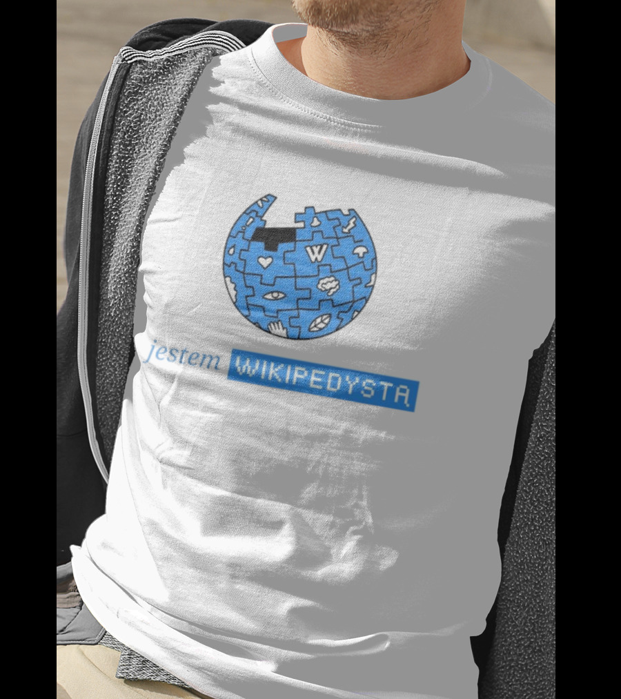 Jestem Wikipedysta Puzzle Globe Icon Eyes And Clouds T-Shirt