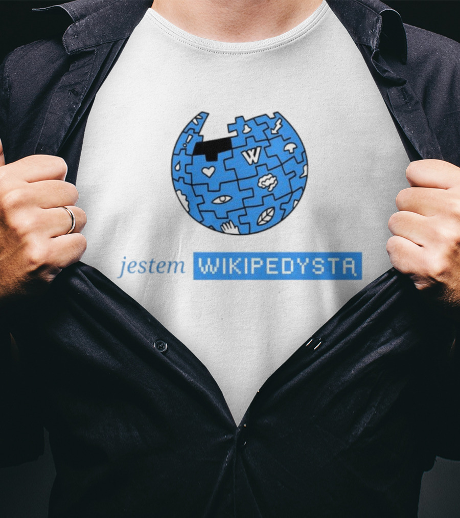 Jestem Wikipedysta Puzzle Globe Icon Eyes And Clouds T-Shirt
