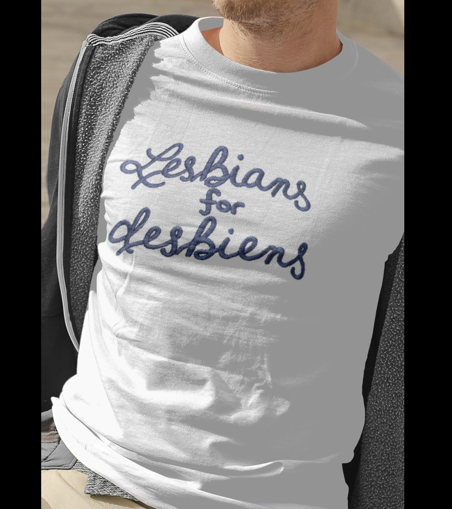 Lesbians For Desbiens Blue Text Cursive T-Shirt