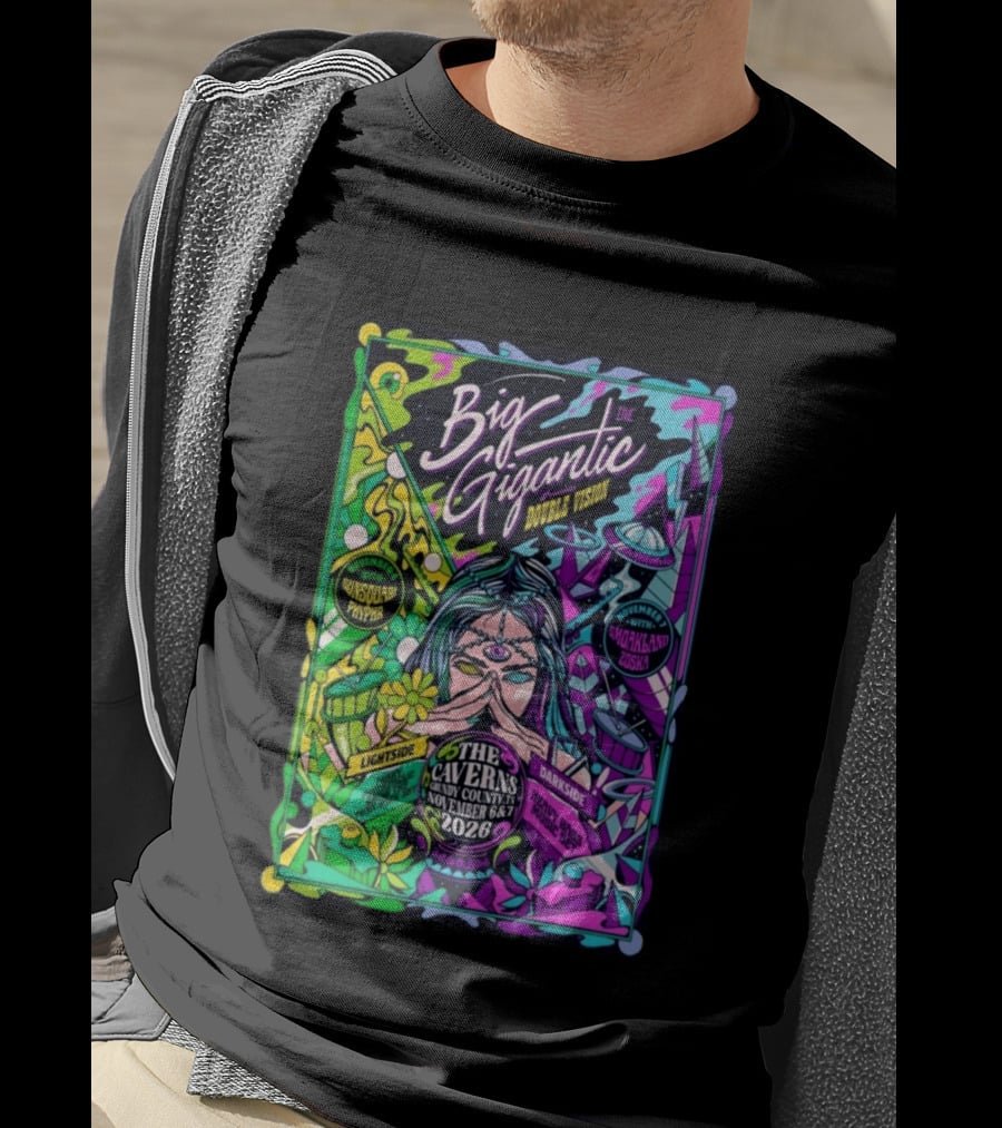 Big Gigantic Double Vision Live Nov 6 7 2026 The Caverns Pelham TN Sunsquabi Phyphr Smokeland Zoska T-Shirt