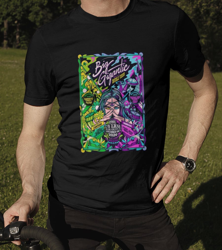 Big Gigantic Double Vision Live Nov 6 7 2026 The Caverns Pelham TN Sunsquabi Phyphr Smokeland Zoska T-Shirt