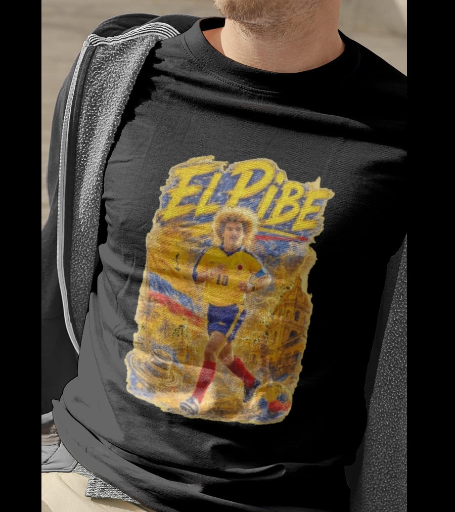 Carlos Valderrama El Pibe Colombia Football Legend Iconic Yellow Jersey T-Shirt