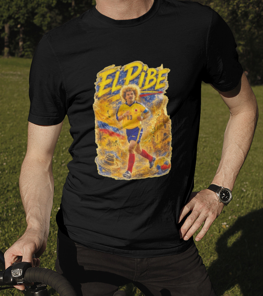 Carlos Valderrama El Pibe Colombia Football Legend Iconic Yellow Jersey T-Shirt